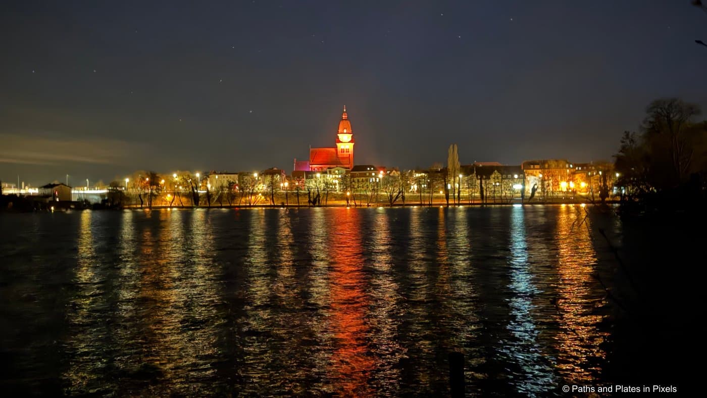 Waren an der Müritz by night seen from the hotel