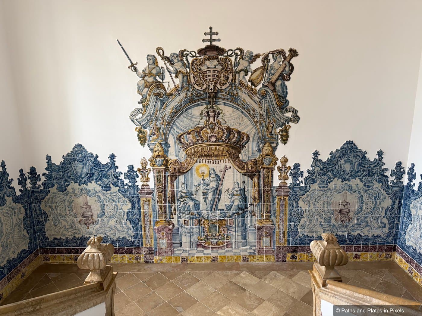 Azulejo tiles inside the Episcopal Palace in Faro, Algarve
