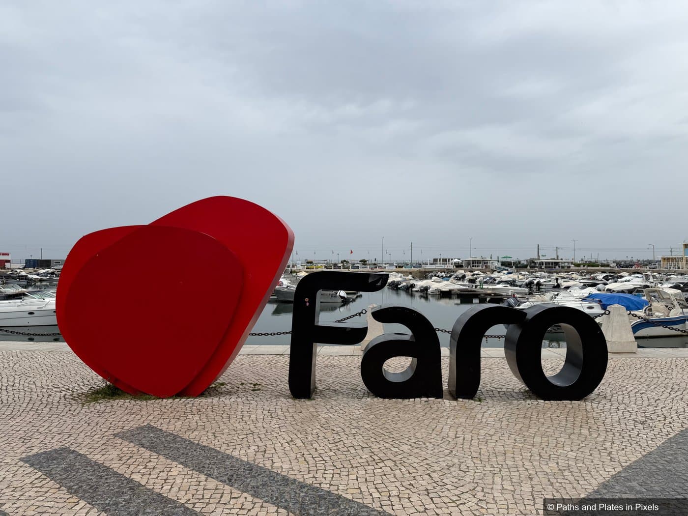 I Love Faro sign in the old town, Faro, Algarve