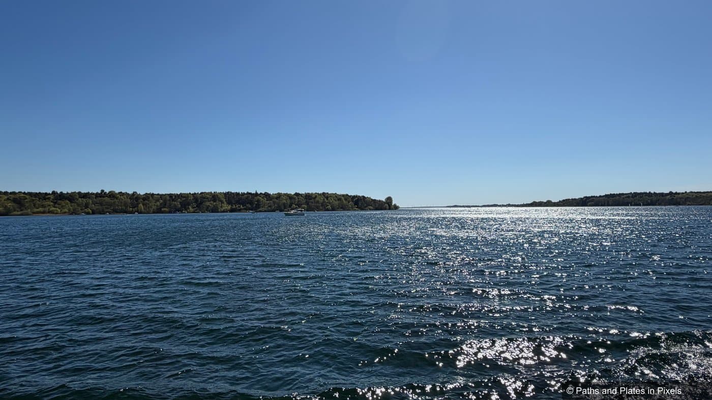 Müritz lake stretching into the distance, seen from the cruise boat